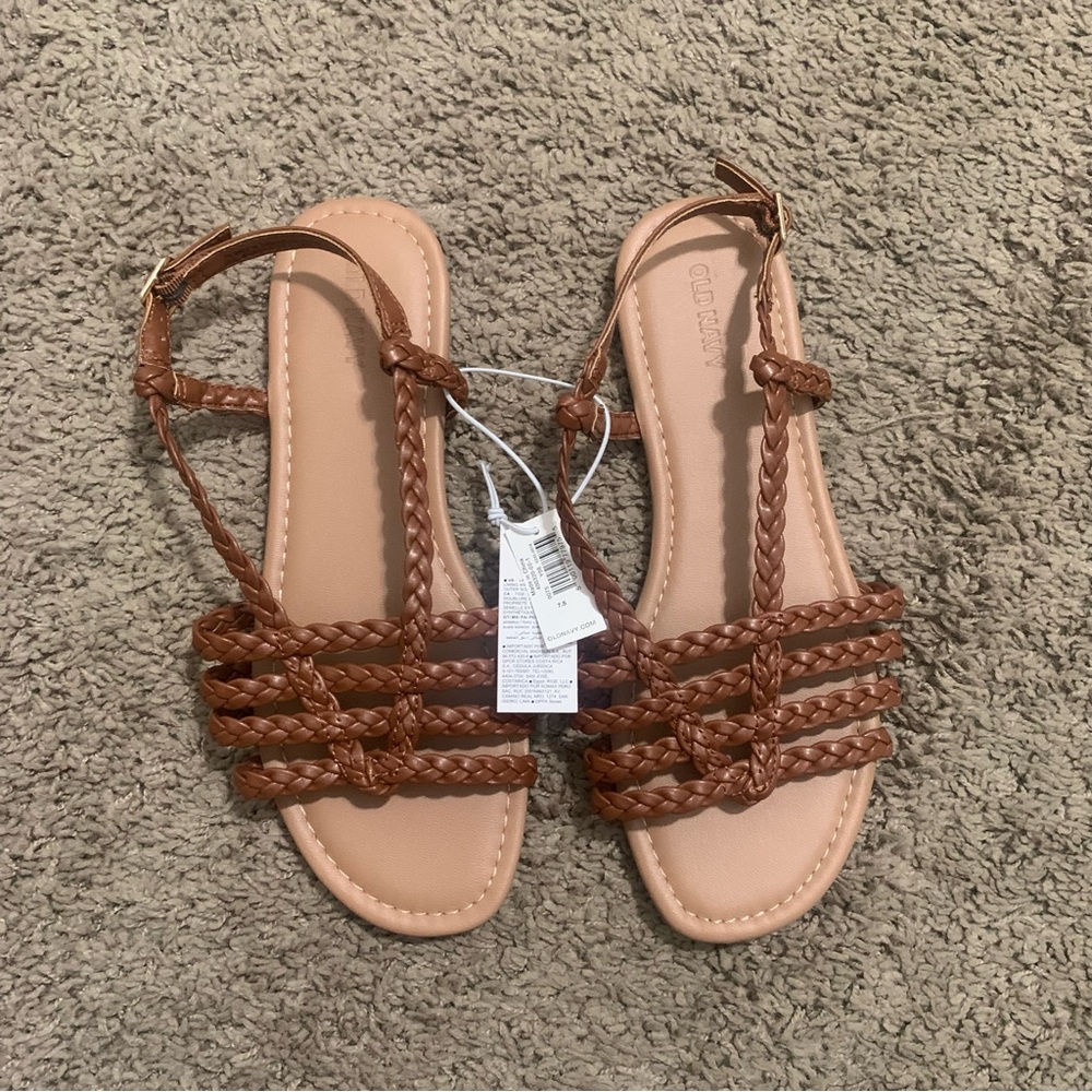 NWT Old Navy Brown Braided Sandals 7.5